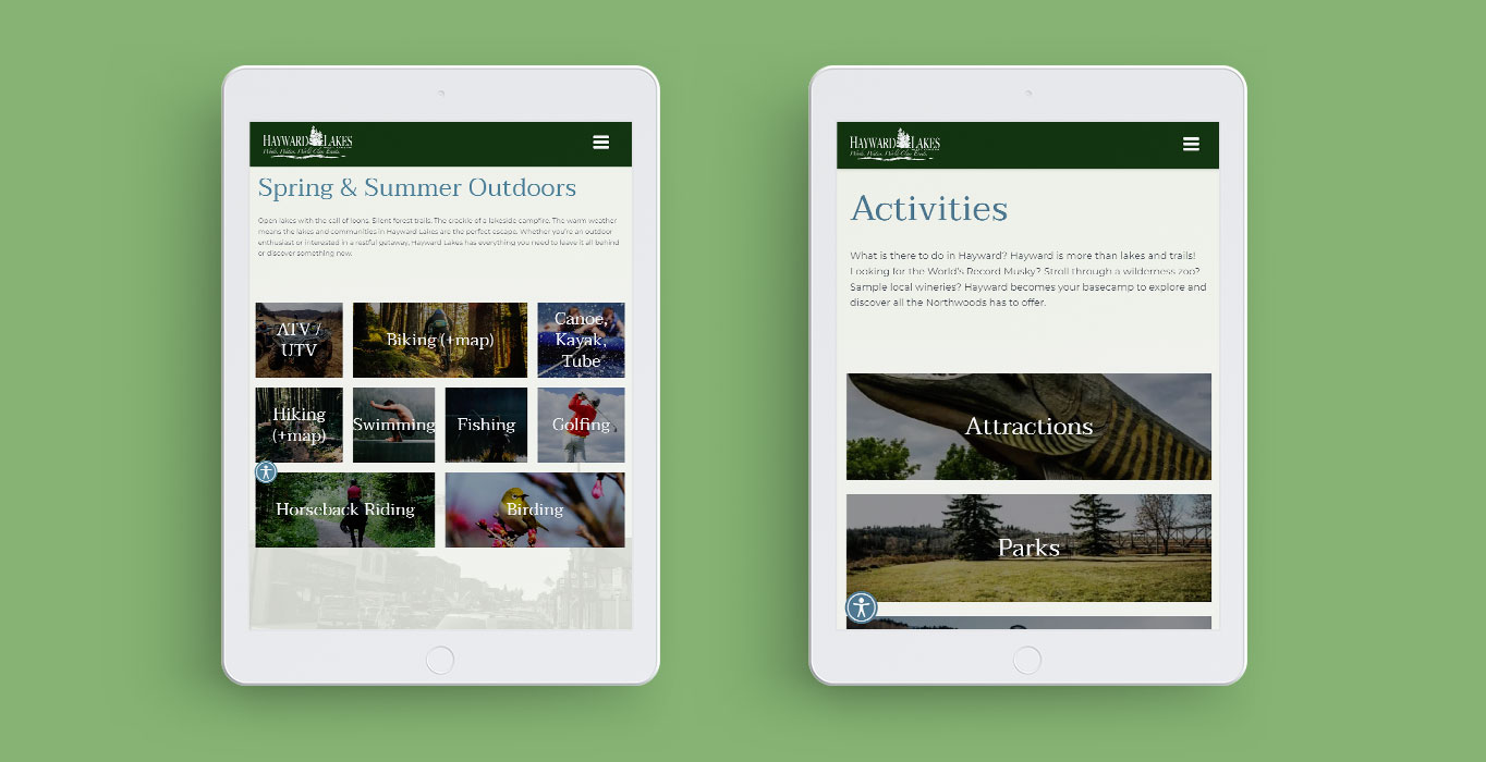 Hayward Lakes tablet website design